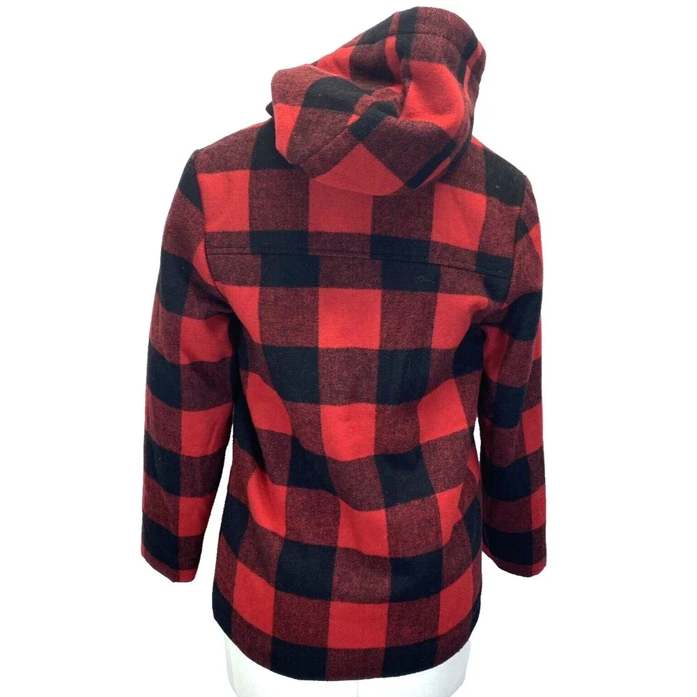 Cat & Jack Women's L (12-14) Buffalo Plaid Jacket Hooded Lined Poly Fill NEW